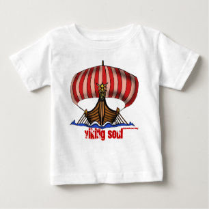 Camiseta Para Bebê T-shirt engraçado do bebê do navio de Viking