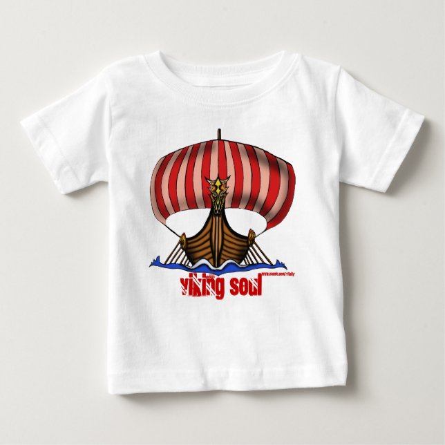 Camiseta Para Bebê T-shirt engraçado do bebê do navio de Viking (Frente)