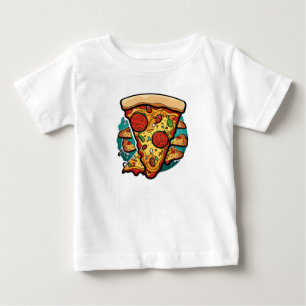 Camiseta Para Bebê T-Shirt Fatia De Pizza Fatiada