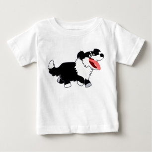 Camiseta Para Bebê T-shirt feliz bonito do bebê de border collie dos