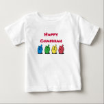 Camiseta Para Bebê T-shirt feliz de Chanukah<br><div class="desc">T-shirt feliz de Chanukah com hannukkah Chanukdah do dreidelshanukah</div>