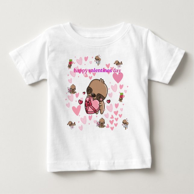Camiseta Para Bebê T-Shirt feliz dia de os namorados Kids (Frente)