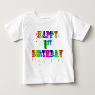Camiseta Para Bebê T-shirt feliz do primeiro aniversario e