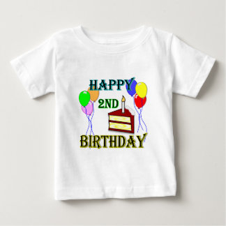 Camiseta Para Bebê T-shirt feliz do segundo aniversário com bolo e