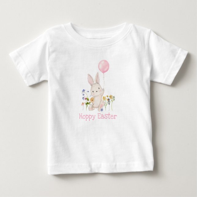 Camiseta Para Bebê T-Shirt felz pascoa Bunny Girls (Frente)