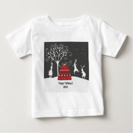 Camiseta Para Bebê T-Shirt Feriados De Coelhinho De Inverno