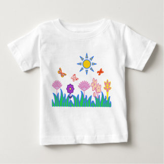 Camiseta Para Bebê T shirt flores mariposas sol naturaleza Camiceta