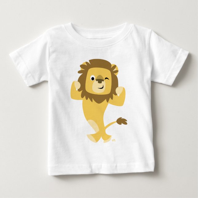 Camiseta Para Bebê T-shirt Forte do Leão de Cartoon (Frente)
