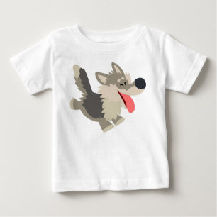 Camiseta Para Bebê T-shirt Frolicsome bonito do bebê do lobo dos