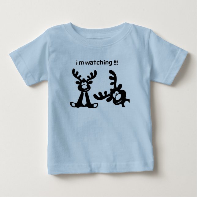 CAMISETA PARA BEBÊ T-SHIRT FUNNY DEER ESTOU ASSISTINDO PARA CRIANÇAS (Frente)