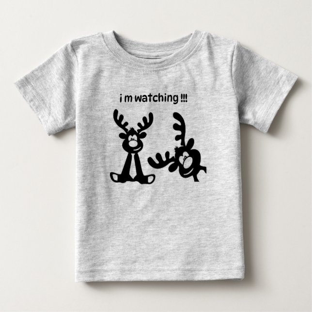 CAMISETA PARA BEBÊ T-SHIRT FUNNY DEER, EU ESTOU ASSISTINDO POR CRIANÇ (Frente)