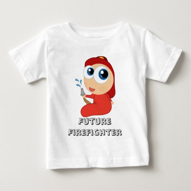 Camiseta Para Bebê T-shirt futuro da criança do bombeiro (Frente)