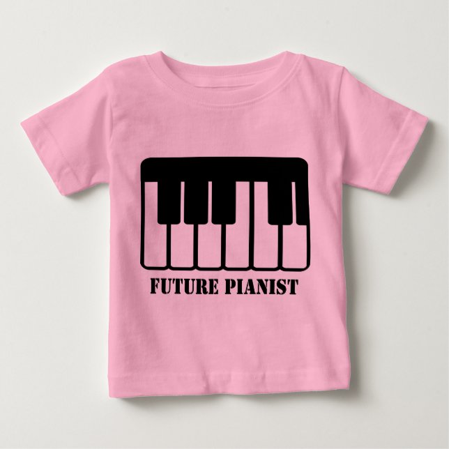 Camiseta Para Bebê T-shirt futuro do bebê do pianista (Frente)