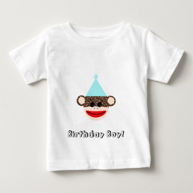 Camiseta Para Bebê T-Shirt Garoto de Macaco-Meia (Frente)