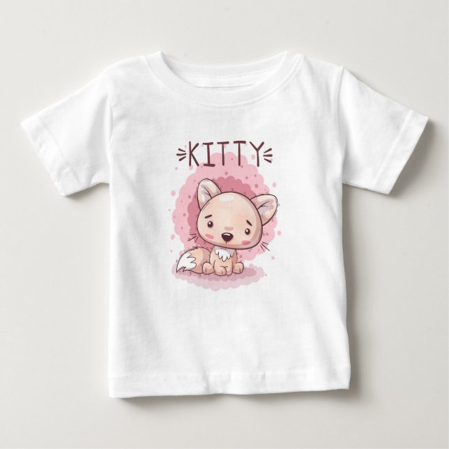 Camiseta Para Bebê T-Shirt Gatinho Bonito (Frente)