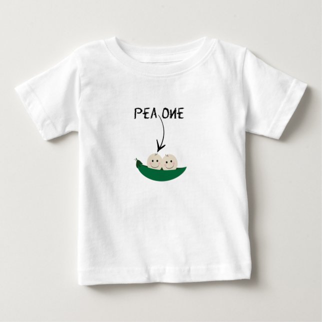 Camiseta Para Bebê T-shirt gêmeo para duas ervilhas em um vagem! (Frente)