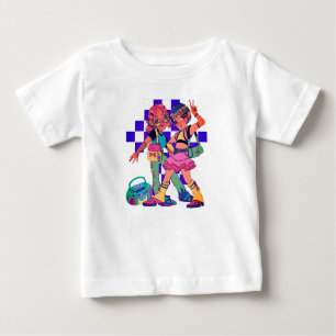 Camiseta Para Bebê T-Shirt Graphic Tee Do Retro Anime Duo