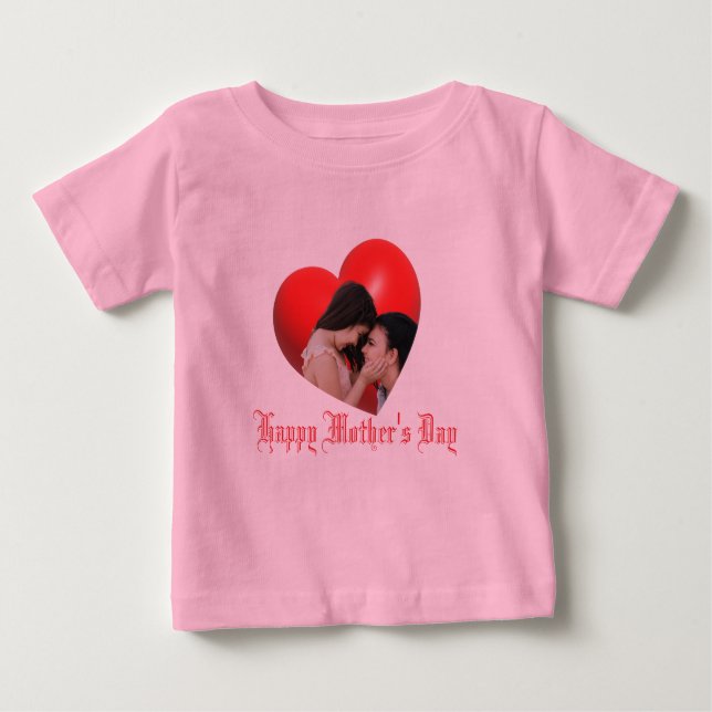 Camiseta Para Bebê T-Shirt Happy Dia de as mães Baby Fine Jersey (Frente)