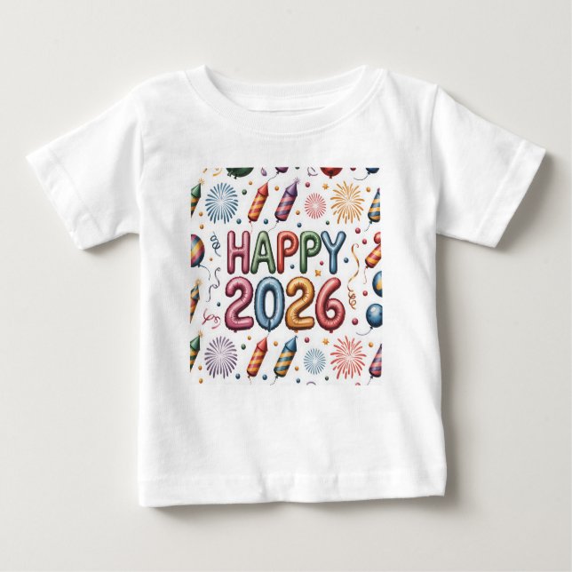 Camiseta Para Bebê T-Shirt-Happy New Year 2026 Matching Family  (Frente)