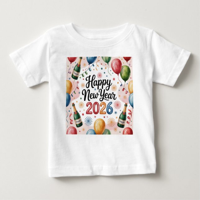 Camiseta Para Bebê T-Shirt-Happy New Year 2026 Matching Family (Frente)