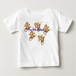 Camiseta Para Bebê T-shirt infantil branco com os cinco macacos