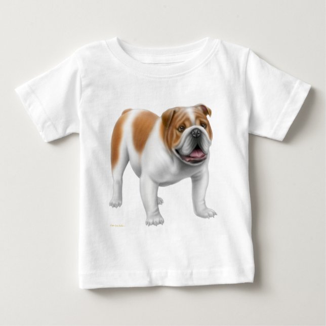 Camiseta Para Bebê T-shirt inglês da criança do buldogue (Frente)