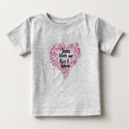 Camiseta Para Bebê T-shirt "Jesus loves me" grijs.
