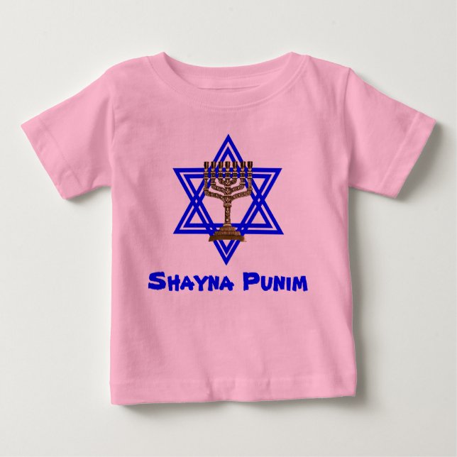 Camiseta Para Bebê T-shirt judaico das crianças de Shayna Punim (Frente)