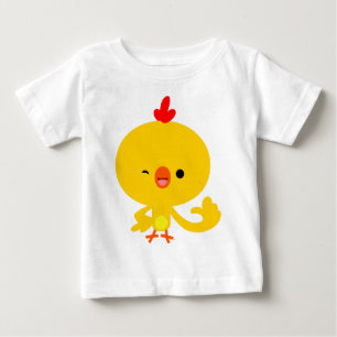 Camiseta Para Bebê T-Shirt Legal de Frango de Cartoon Bonito