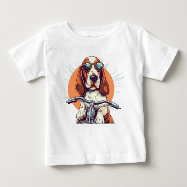 Camiseta Para Bebê T-Shirt legal de hound basset basset (Frente)