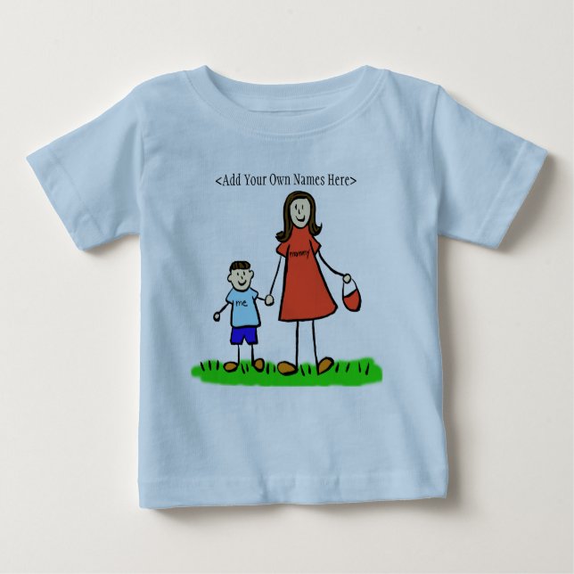 Camiseta Para Bebê T-Shirt mamãe e Me (Brunette - Nomes Personalizado (Frente)
