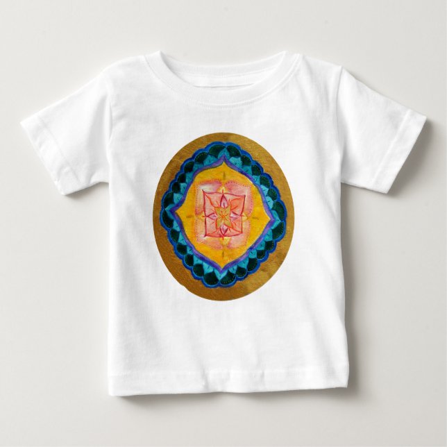 Camiseta Para Bebê T-Shirt Mandala Baby Fine Jersey Positivo, Branco (Frente)