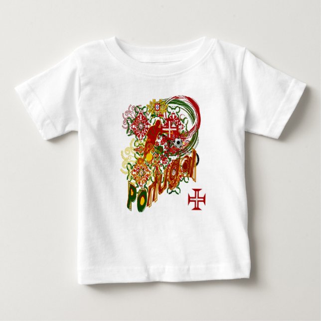 Camiseta Para Bebê T-shirt Manga incluida Seleção Portuguesa (Frente)