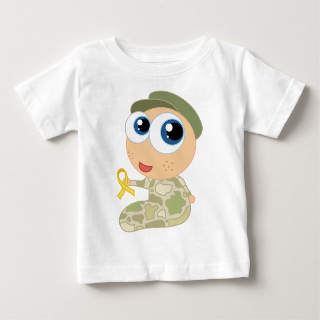 Camiseta Para Bebê T-shirt militar do bebê (Frente)
