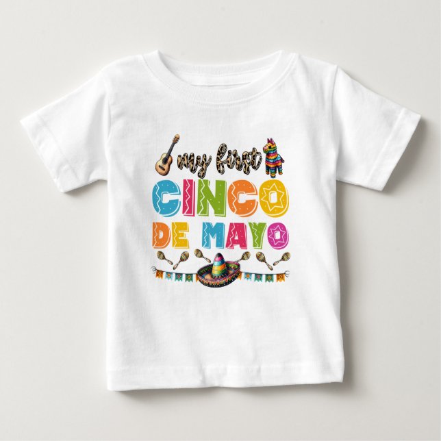 Camiseta Para Bebê T-Shirt-My First Cinco de Mayo Baby  (Frente)