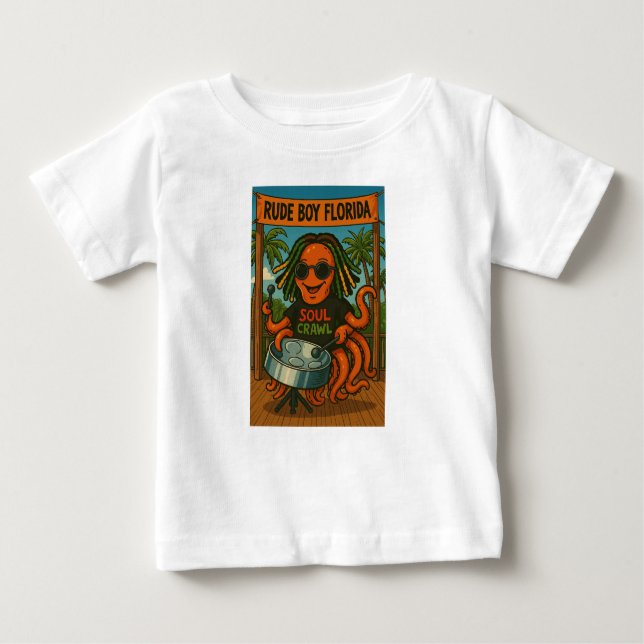 Camiseta Para Bebê T-Shirt Octopus Rasta (Frente)