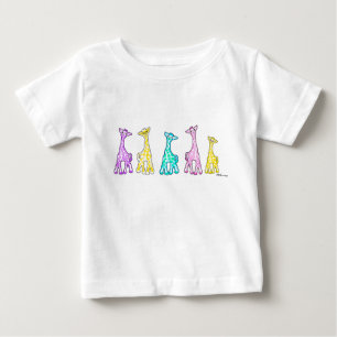 Camiseta Para Bebê T-shirt Pastel do bebê dos girafas do bebê em
