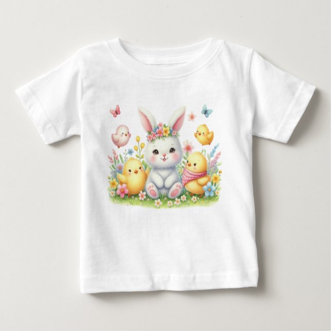 Camiseta Para Bebê T-Shirt-Pastel Spring Kids Apparel (Frente)