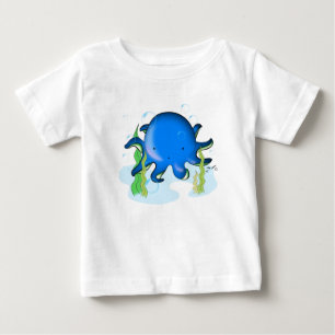 Camiseta Para Bebê T-shirt pequeno bonito do polvo
