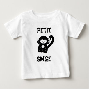 Camiseta Para Bebê T-shirt pequeno francês do bebê do macaco