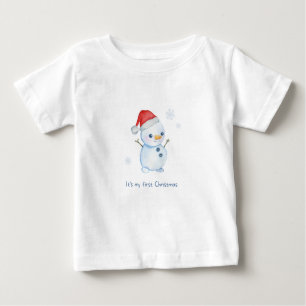 Camiseta Para Bebê T-shirt personalizada do "Primeiro Natal"