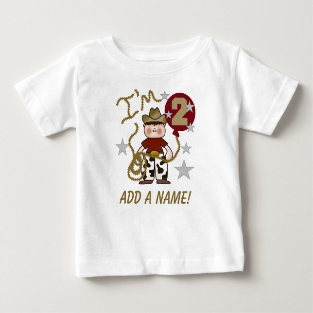 Camiseta Para Bebê T-shirt personalizada do segundo aniversário Cowbo (Frente)