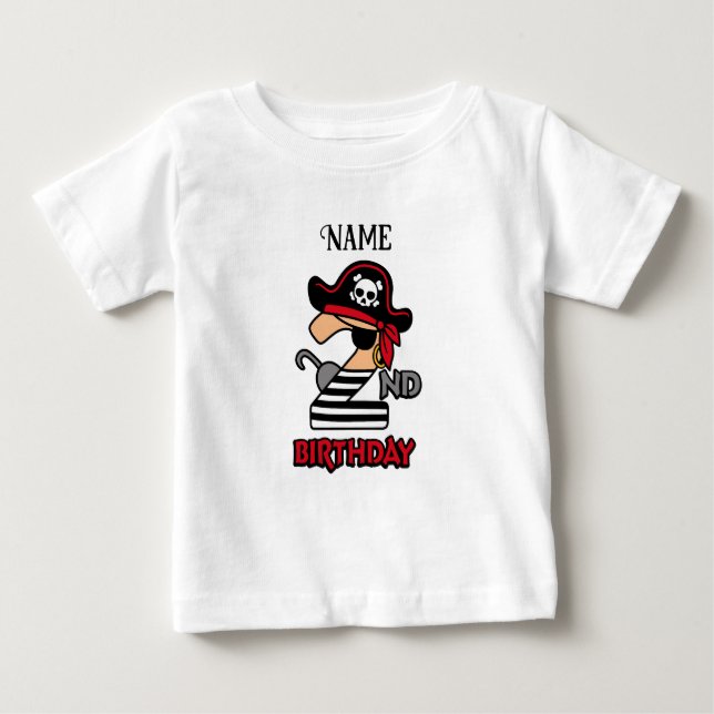 Camiseta Para Bebê t-shirt personalizada do segundo aniversário pirat (Frente)