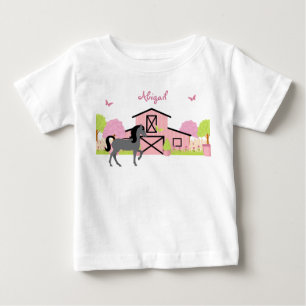 Camiseta Para Bebê T-Shirt Personalizado Bonito Barn & Jarden Horse