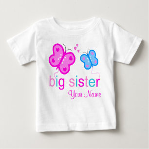 Camiseta Para Bebê T-shirt personalizado borboleta da irmã mais velha