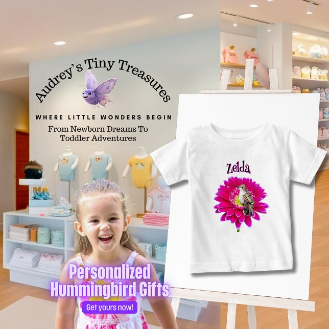 Camiseta Para Bebê T-Shirt Personalizado De Bebê De Hummingbird (Criador carregado)
