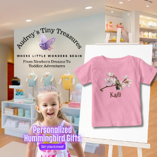 Camiseta Para Bebê T-Shirt Personalizado De Bebê De Hummingbird