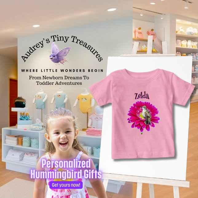 Camiseta Para Bebê T-Shirt Personalizado De Bebê De Hummingbird (Criador carregado)