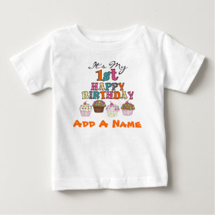 Camiseta Para Bebê T-shirt personalizado do primeiro aniversario dos