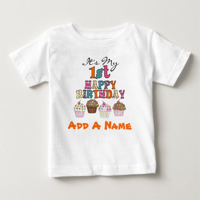 Camiseta Para Bebê T-shirt personalizado do primeiro aniversario dos (Frente)